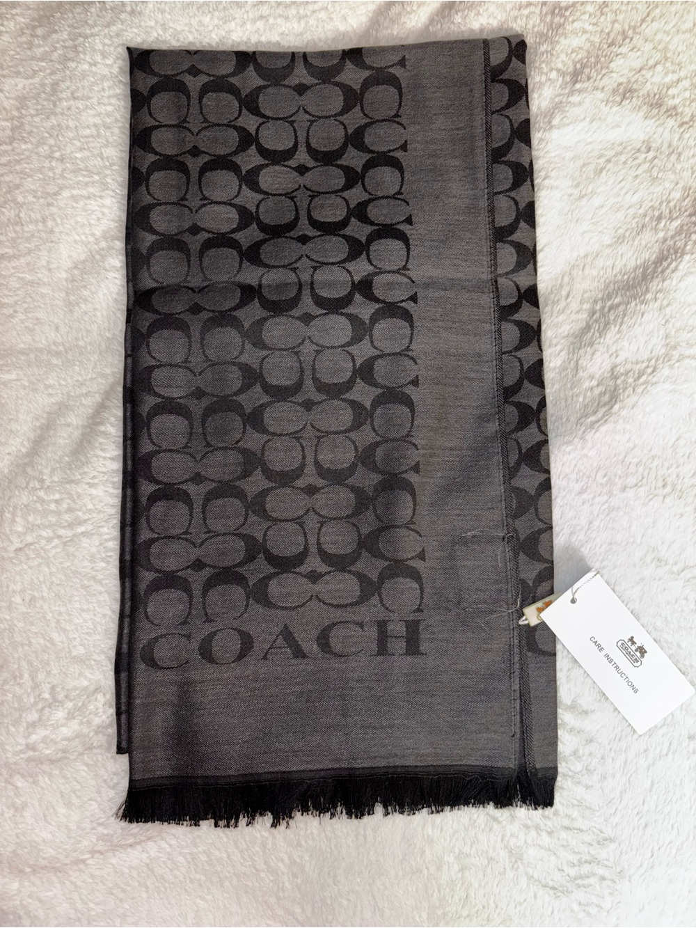 Coach Black Signature Logo Wrap Scarf